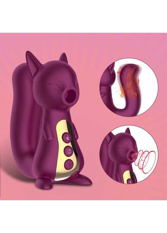 Вакуумный вибратор Белочка с подогревом для клитора и точки G Бордовый - (372660138)