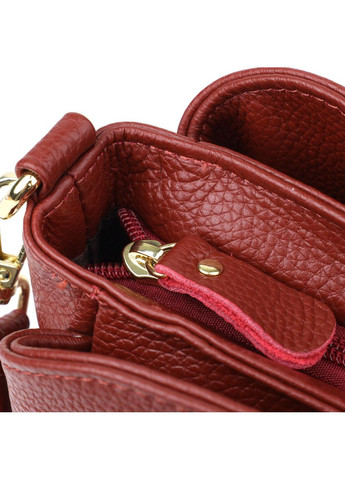 Яскрава жіноча шкіряна сумка з трьома секціями 22981 Червоний Vintage (361679813)