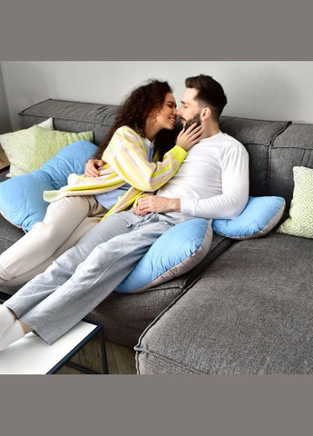 Наволочка для П-подушки для вагітних сну та відпочинку 140х75х20 см стьобана з блискавкою джинс мікрофібра IDEIA (323645720)