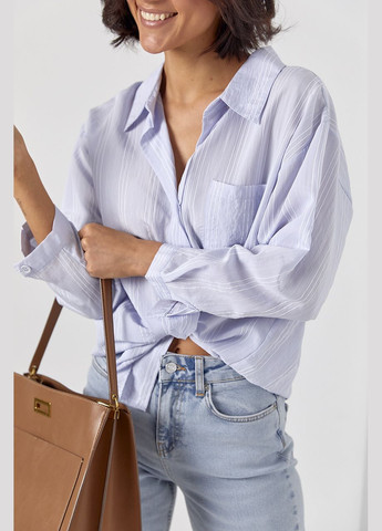 Жіноча сорочка в смужку з рукавами три чверті - блакитний Lurex (324392762)