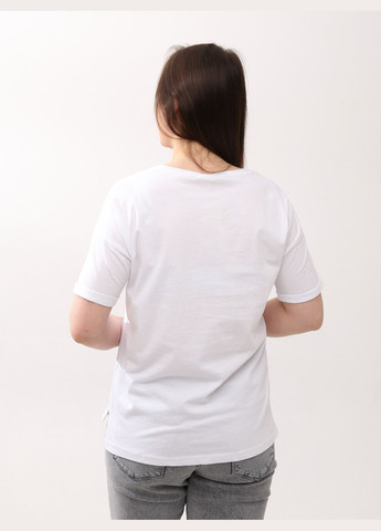 Белая летняя женская футболка белая прямая с принтом с коротким рукавом MDG Пряма
