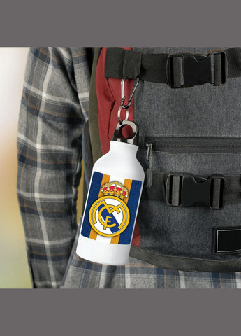 Фляга (пляшка) для води з карабіном "Реал Мадрид" Футбольна команда #06 500 мл Білий No Brand (323639895)
