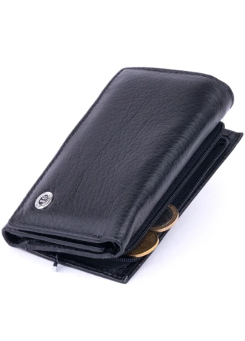 Кошелек горизонтальный с монетником на молнии унисекс 19365 Черный st leather (315343994)