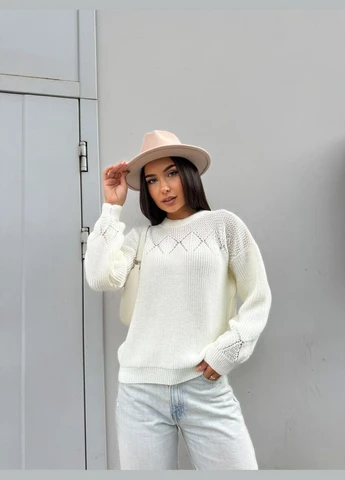 Молочний демісезонний класичний жіночий светр Fashion