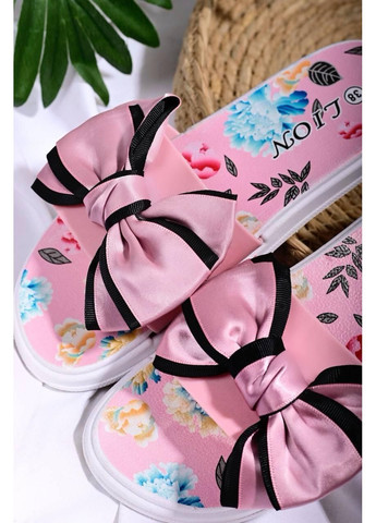 Розовые шлепанцы женские летние розовые No Brand без декора, с бантом