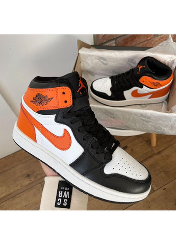 КРОССОВКИ ЖЕНСКИЕ NIKE AIR JORDAN RETRO1 BLACK ORANGE НАЙК АИР ДЖОРДАН No Brand чёрные демисезоны (368888120)