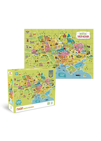 Пазлы классические "Карта Украины" 300706, 100 элементов No Brand (362569792)