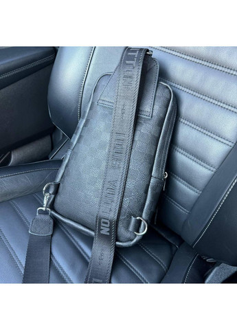 Чоловічі шкіряні сумки бананка з тисненням чорна ProDobro (363259809)