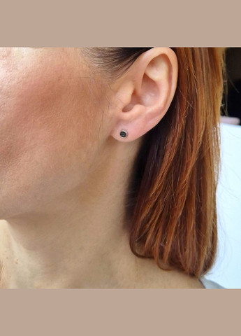 Серебряные сережки гвоздики пусеты на фиксаторах с Черными камнями серебро 925 пробы Родированное 1099ф2 0.71г No Brand (311301161)