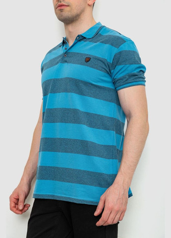 Синяя футболка-поло мужское в полоску, цвет джинс, для мужчин Ager