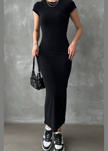 Черное повседневный платье женское черного цвета футляр Let's Shop однотонное