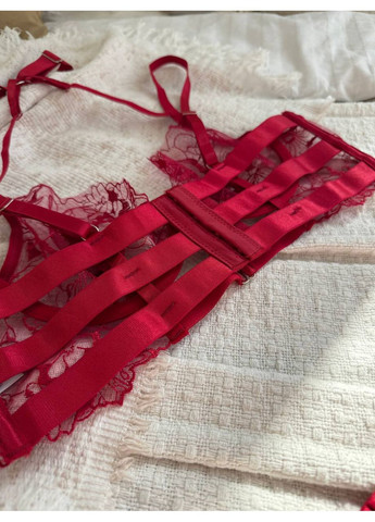 Красный балконет комплект женского белья | нежный кружевной, красное соблазнение Vital-Textile с косточками полиэстер