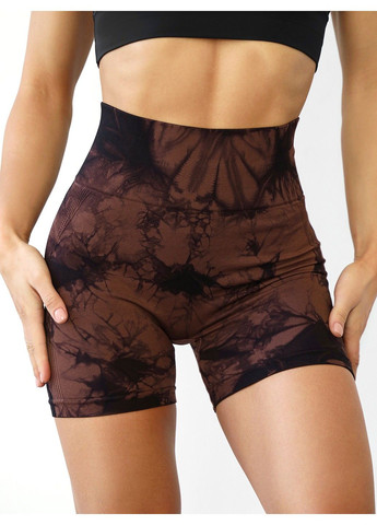 Шорты с пуш ап спортивные женские для фитнеса, бесшовные, Tie-Dye, (коричневый) FITCRUSH (338379792)