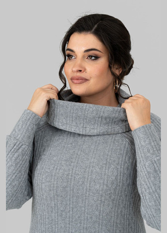 Серое повседневный платье платье полуприлегающего силуэта из трикотажа косичка воротник-хомут all posa (ap102212p) A'll Posa