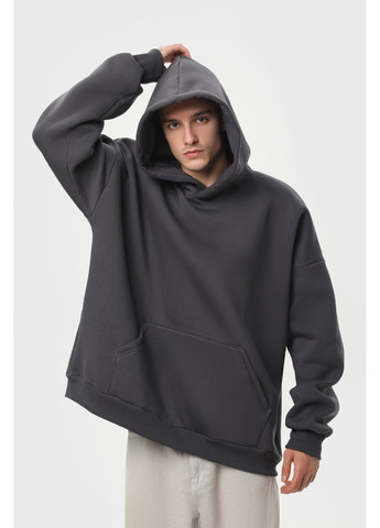 Худи оверсайз мужское темно-серое утепленное OVERSIZE U0404 UNISEX RAY BASIC (362976039)