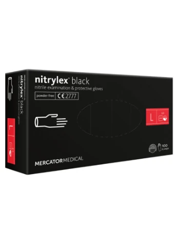 Нітрилові рукавички Nitrylex®, щільність 3.7 г. - PF Black - Чорні (100 шт) L (8-9) Mercator Medical (390477524)