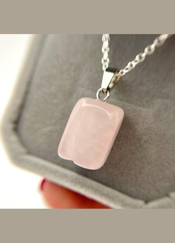 Кулон талісман з натуральним каменем Нефрит у формі "міні блок" на ланцюжку сталь у оксамитовій коробочці No Brand (331291769)