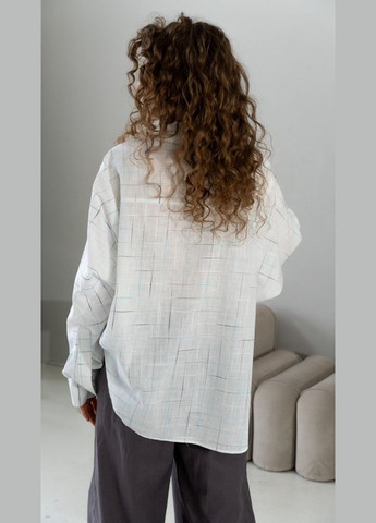 Сорочка жіноча біла лляна в клітинку oversize MKNK3030-5 Modna KAZKA (336931986)
