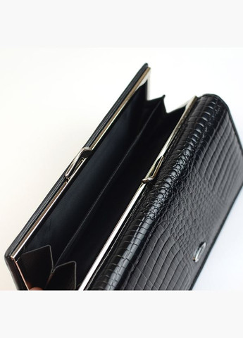 Черный женский кожаный лаковый классический кошелек на кнопке No Brand (333300284)