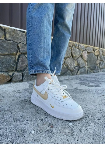 КРОССОВКИ ЖЕНСКИЕ NIKE AIR FORCE 1 LOW 07 WHITE YELLOW НАЙК АИР ФОРС 1 БЕЛЫЕ No Brand белые демисезоны (391063519)