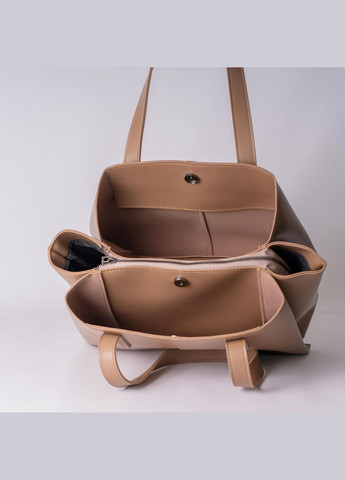 Сумка женская Шопер функциональная бежевая из экокожи NIUNIU (331111625)