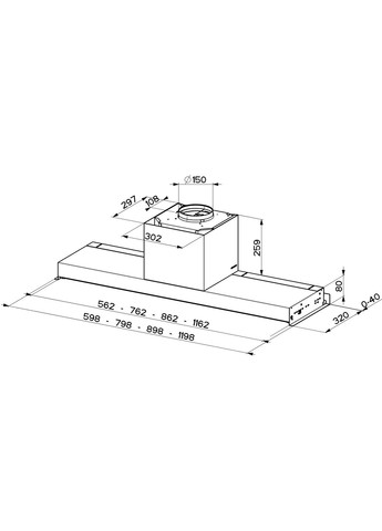 Витяжка вбудована, 90см, 1119м.куб/год, In-Nova Touch Bk/X A90, нерж+чорний Faber (314979425)