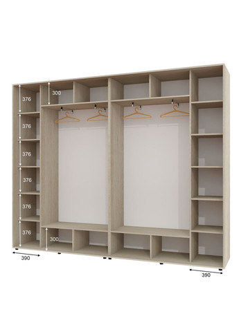 Шафа-купе чотиридверна 300*45*240 Дуб Шамони світлий Дзеркало з піскострумним малюнком Алекса (360445449)