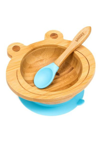 Набір дитячого посуду Жабенятко Коричнево-блакитний 3 шт (310413) Бабака (327399344)