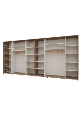 Шафа-купе шестидверна 540*60*210 см Трюфель 4 двері ДСП + 2 двері Дзеркало Максі Комфорт Меблі (360473427)