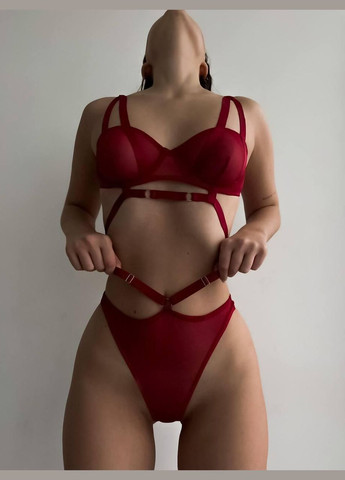 Бордовий демісезонний жіночий комплект нижньої білизни No Brand