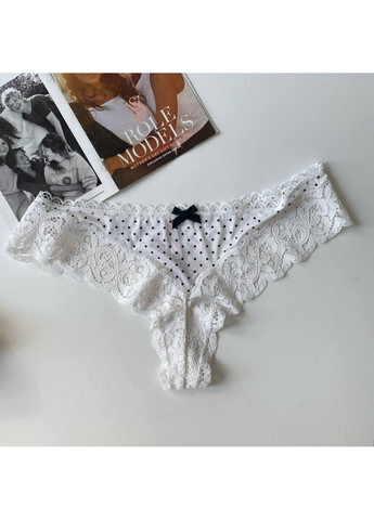 Трусики-стринги женские люксовые с кружевом белые M Victoria's Secret (316551509)