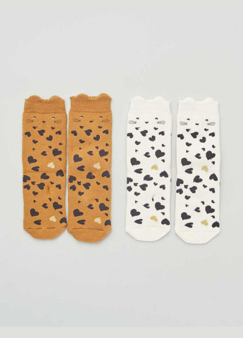 Білі шкарпетки утеплені,білий коричневий, Kiabi (317354194)