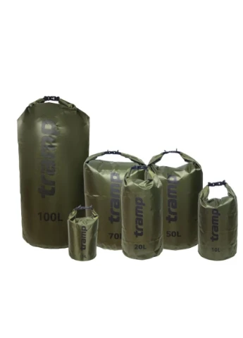 Гермомешок PVC Diamond Rip-Stop 10, об'єм 10 л, розмір 47,5 х 31,5 см, колір оливковий, матеріал PVC Tramp (393541386)