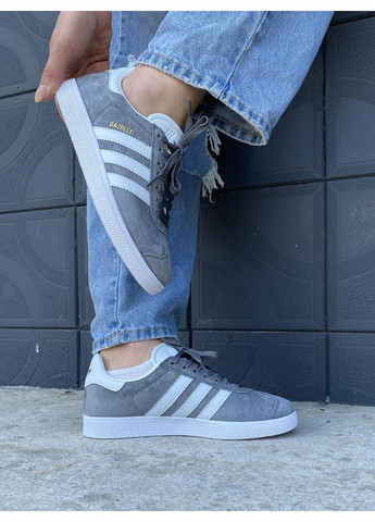 Сірі Осінні кросівки чоловічі adidas gazelle grey white адідас газель No Brand