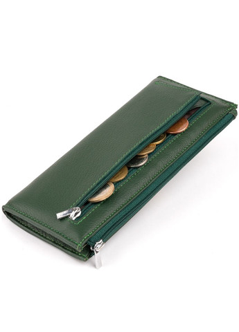 Универсальный тонкий кошелек на молнии из натуральной кожи с отделениями для карт, зеленый (sku_19328) No Brand (328218456)