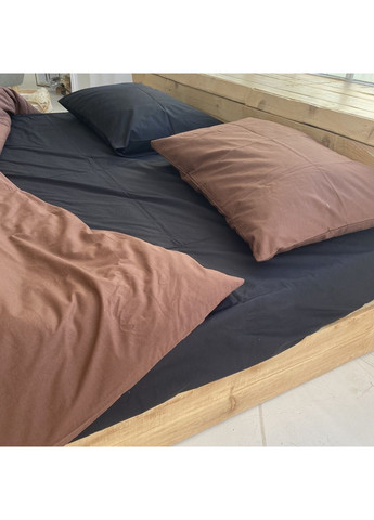 Постільна білизна з резинкою Шоколад+чорний ранфорс Двухспальний розмір, наволочки 50/70 No Brand (363194744)