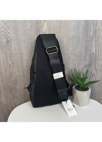 Рельєфна чоловіча сумка-бананка з натуральної шкіри чорна ProDobro (363135930)