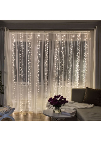 Новорічна гірлянда Хвойна лапа 3х2 м 400 LED біле світло для прикраси вікон та стін світлодіодна гірлянда Garlando (370432399)