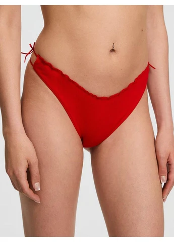 Трусики-стринги женские хлопковые PINK Victorias Secret Cotton Side-Tie Panty красные Victoria's Secret (377491275)