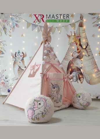 Палатка Вигвам для детей БОН БОН Веселые единороги на пудре + корзина для игрушек Полный комплект! No Brand (316221714)