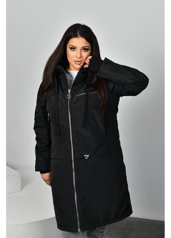 Черное демисезонное Пальто женское плащевая ткань Канада,на подкладке пайка 150,утеплитель синтепон 150,манжет рибана Україна