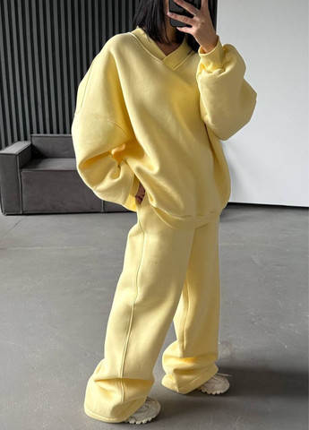 Базовый повседневный демисезонный оверсайз костюм двойка: свитшот + штаны палаццо Tik-Tak (364957572)