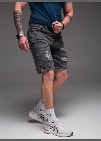 Шорты мужские джинсовые рваные серые No Brand (333332046)