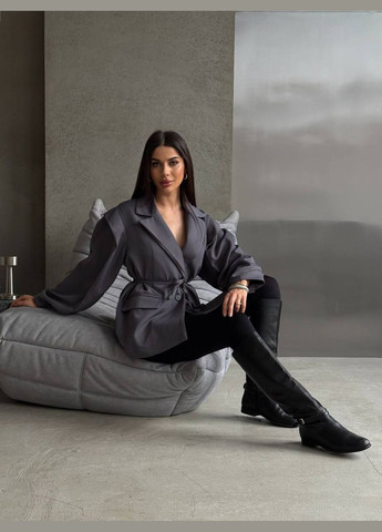 Графитовый женский трендовый оверсайз пиджак Vakko однотонный - всесезон