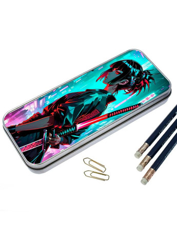 Органайзер для канцелярских принадлежностей металлический,кейс для мелочей женщина самурай 7*18 см Silver No Brand (309152362)