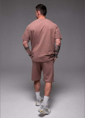 Кофейный демисезонный мужской oversize костюм oversize прочная дышащая ткань хлопок 100% ( лакоста ) No Brand