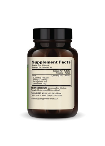 Метилфолат 30 капсул для здоров'я вагітних та плоду вітамін B9 фолієва кислота для метилювання Dr. Mercola (368977438)