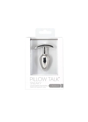 Анальная пробка из нержавеющей стали с камнем серебристого цвета Sneaky Luxurious Stainless Steel Anal Plug Pillow Talk (382539054)