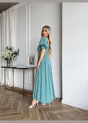 Зеленое повседневный, вечернее, кэжуал женское платье FINO Mode в горошек