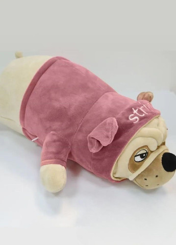 Мягкая игрушка обнимашка подушка антистресс длинная плюшевая собака мопс в одежде 72 см (476526-Prob) С розовой кофтой Unbranded (283608296)
